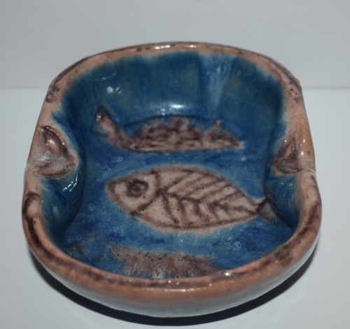 Italian Ceramic Artist Guido GAMBONE Glazed Ceramic Bowl Fishes Signed - Picture 2 of 6