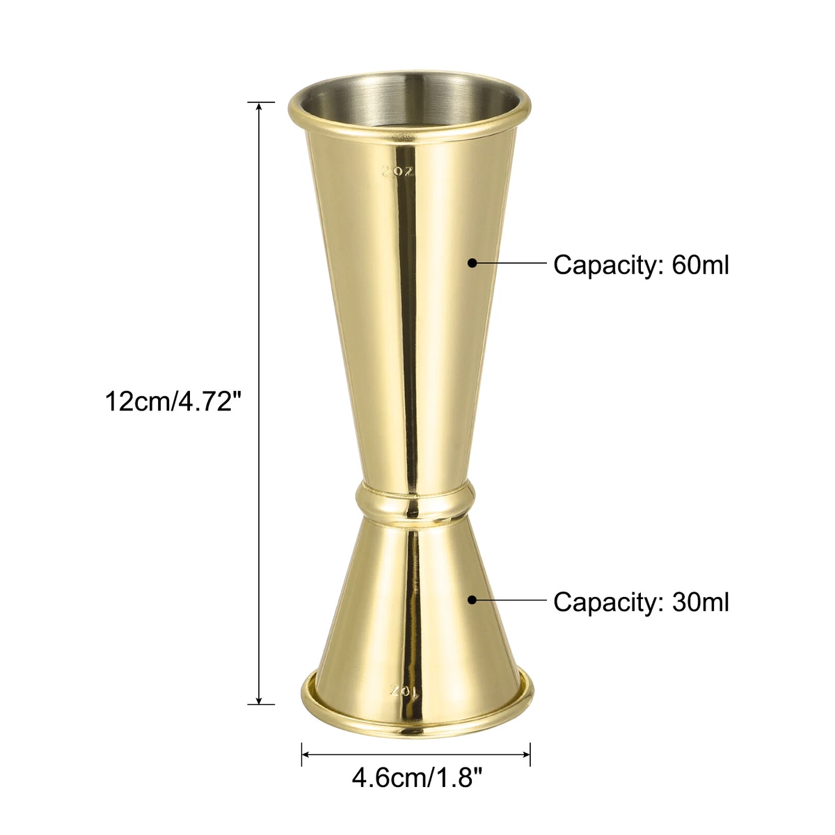 1oz/2oz Stainless Steel Cocktail Jigger Shot Glass Measuring Cup