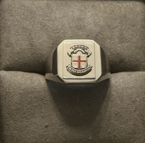Vintage Sterling Silver Brown University Signet Ring