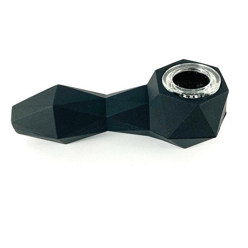 2X BLACK DIAMOND Geometric Silicone Tobacco Smoking Pipes w/ Glass Bowls - Picture 6 of 9