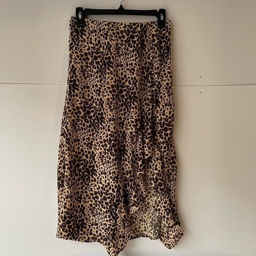 Women's Leopard Animal Print High Low Ruffled Skirt, Sz S - Bild 5 von 9