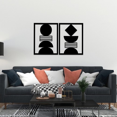 Minimalist Geometric Wooden Wall Art Set: Abstract Duo for Modern Decor - Picture 4 of 17