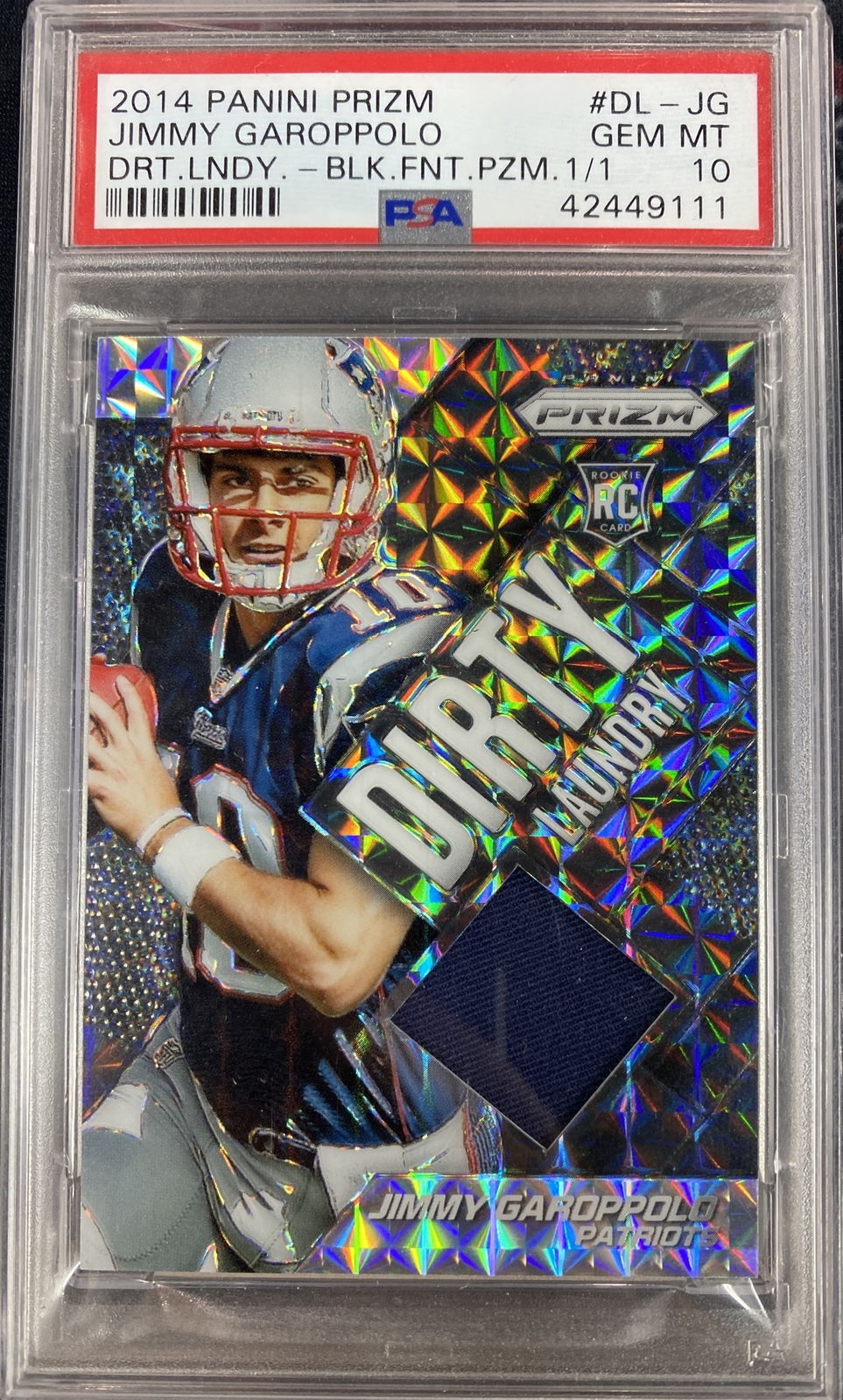 Jimmy Garoppolo Panini Prizm Dirty Laundry #DLJG Black Finite Prizm 1/1