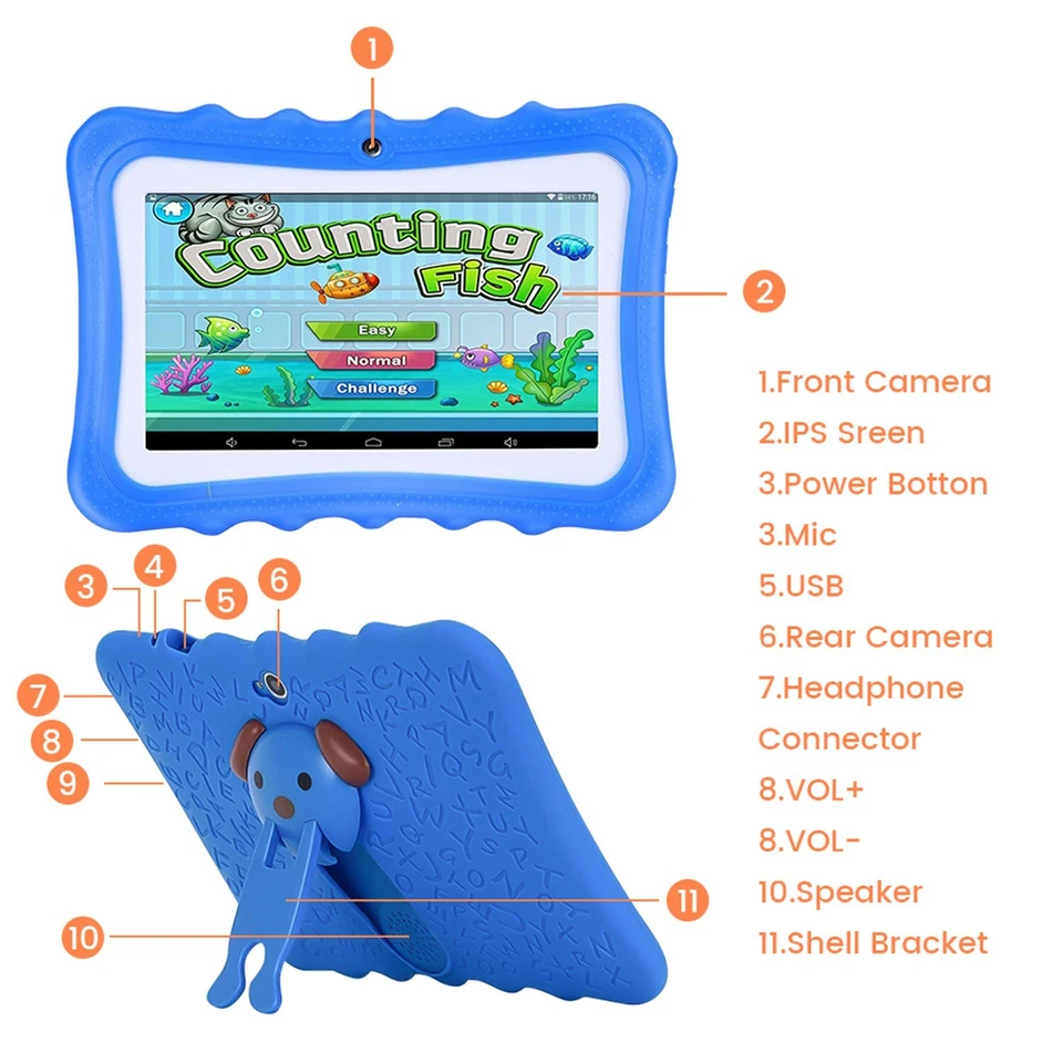 Kids Tablet 7in Android 7 Tablets for Kids 32GB Wifi Bluetooth Parental Control - Image 2 of 4