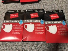 Hanes 100 Cotton Fabric Reusable Face Mask Washable Comfortable 15 Masks WHITE