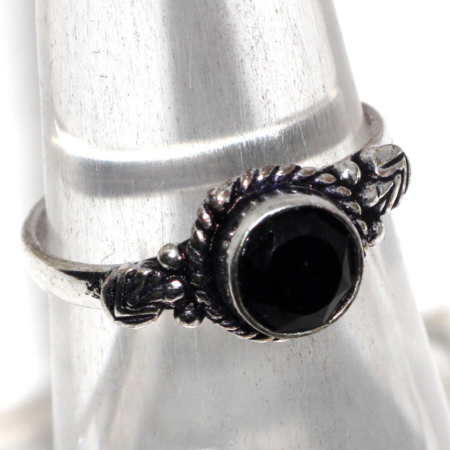 925 Silver Plated-Black Onyx Ethnic Tiny Ring Gemstone Jewelry Us 6 JW