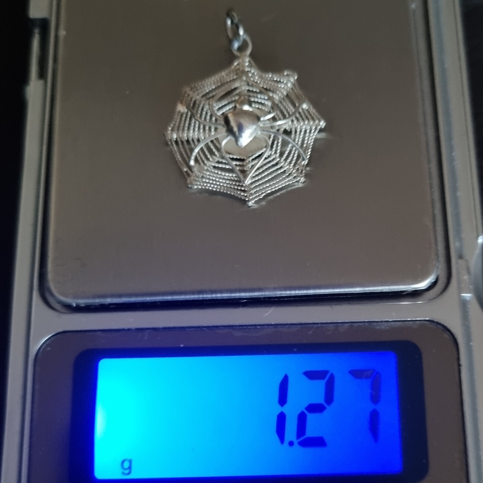 925 Solid Sterling Silver Spider In Web Charm Pen… - image 6