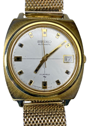 Gold Plated collectible Crosshair Seiko 7005-7012 Automatic Mens Watch/Band 10kt - Picture 7 of 14