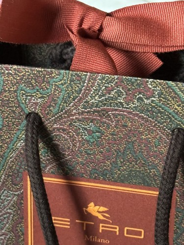 $265 Nueva RARA OBRA DE ARTE ETRO 100% seda corbata auténtica con serie #Púrpura+Bolso Etro - Imagen 13 de 17