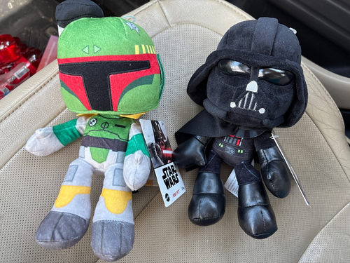 2 Pk: Mattel Star Wars Darth Vader & Boba Fett 8 in. Plush Toys Disney lot
