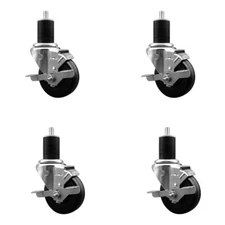 3.5 Inch SS Phenolic Swivel 1-3/4 Inch Expanding Stem Caster Set with Brake SCC