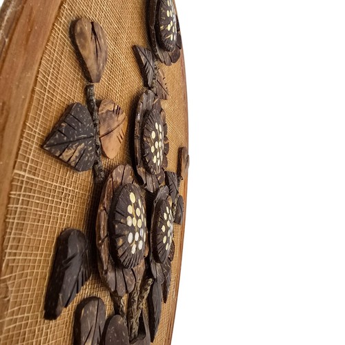 Vintage Hawaiian Coconut Shell Floral Wall Art Handmade Souvenir Décor Hawaii - Picture 4 of 8