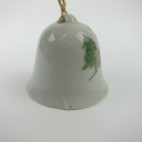 Vintage Weihnachtsglocke Ornament Rentier & grüner Baum Porzellan Japan 50er Jahre - Bild 5 von 11
