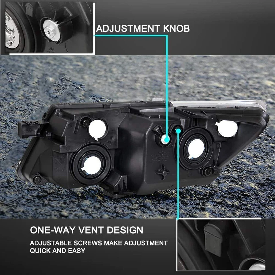 For 2009-2019 Dodge Journey w/ Black Trim Headlight Both Sides Headlamps Set - Image 4 of 4