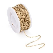 Stainless Steel Cable Chains Golden Small Necklace Link 10.9 Yards/spool