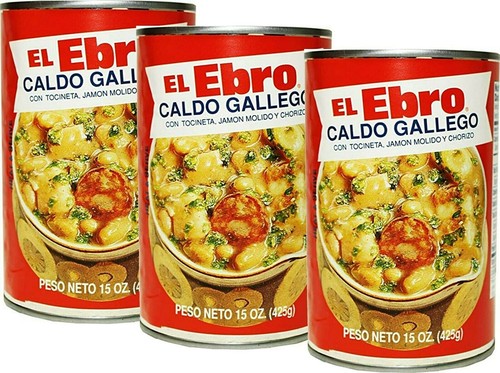 El Ebro Caldo Gallego con Tocino Jamon y Chorizo 15 Unzen 2 Portionen (3er Pack)