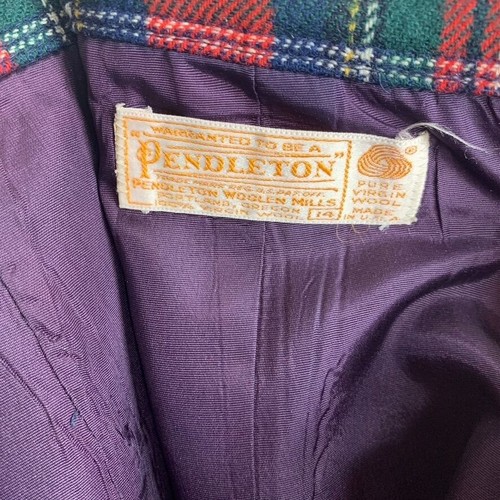 1960s Vtg Pendleton Gold Label Red Plaid Skirt 100% Wool Christmas Holiday 14 - Picture 11 of 11