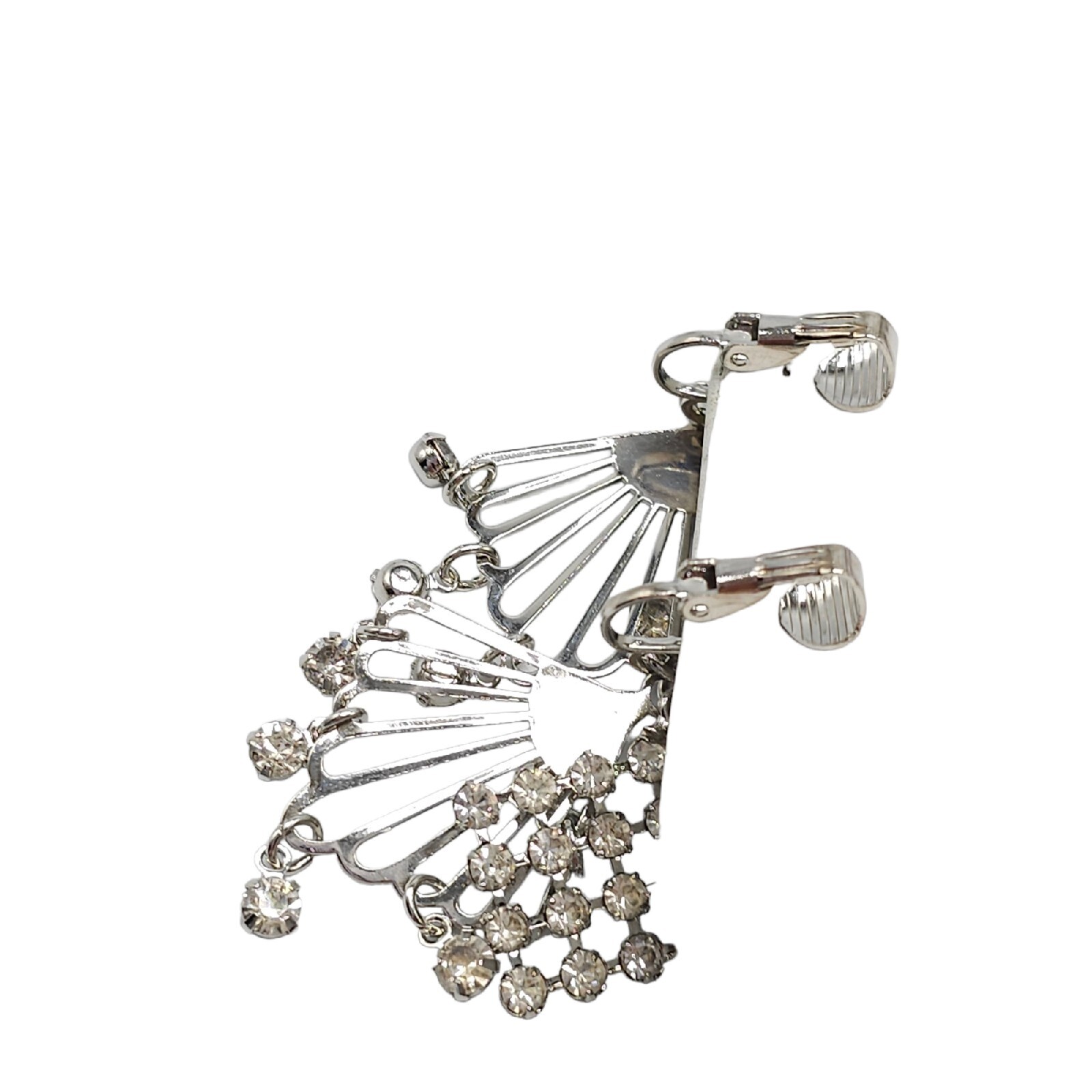 Clear Rhinestone Large Abstract Openwork Diamond … - image 7