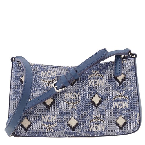 MCM Ladies Blue Shoulder Bag in Vintage Jacquard Monogram MWSBATQ01LU - 第 3/5 張圖片