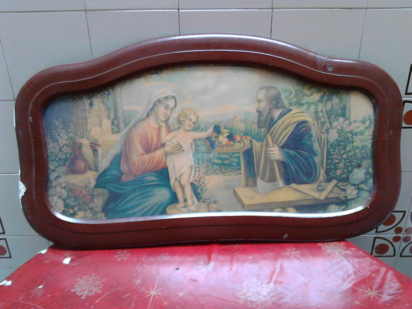 Antico Dipinto Italiano Religioso Sacra Famiglia Del Xviii Secolo