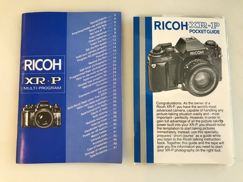 RICOH XR-P Multiprogramm analoge Kleinbildkamera Bedienungsanleitung & laminierte Tasche Anleitung