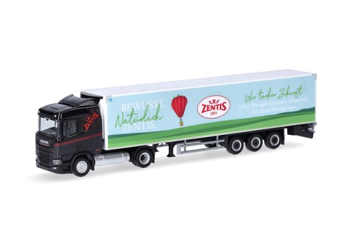 HERPA, SCANIA CR 20 ND LNG 4x2 mit 3-achsigem Kühlanhänger ZENTIS, 1/87, HER3...