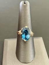 14K Yellow Gold 5.80CT Blue Topaz Ring. Size 7.75 X162