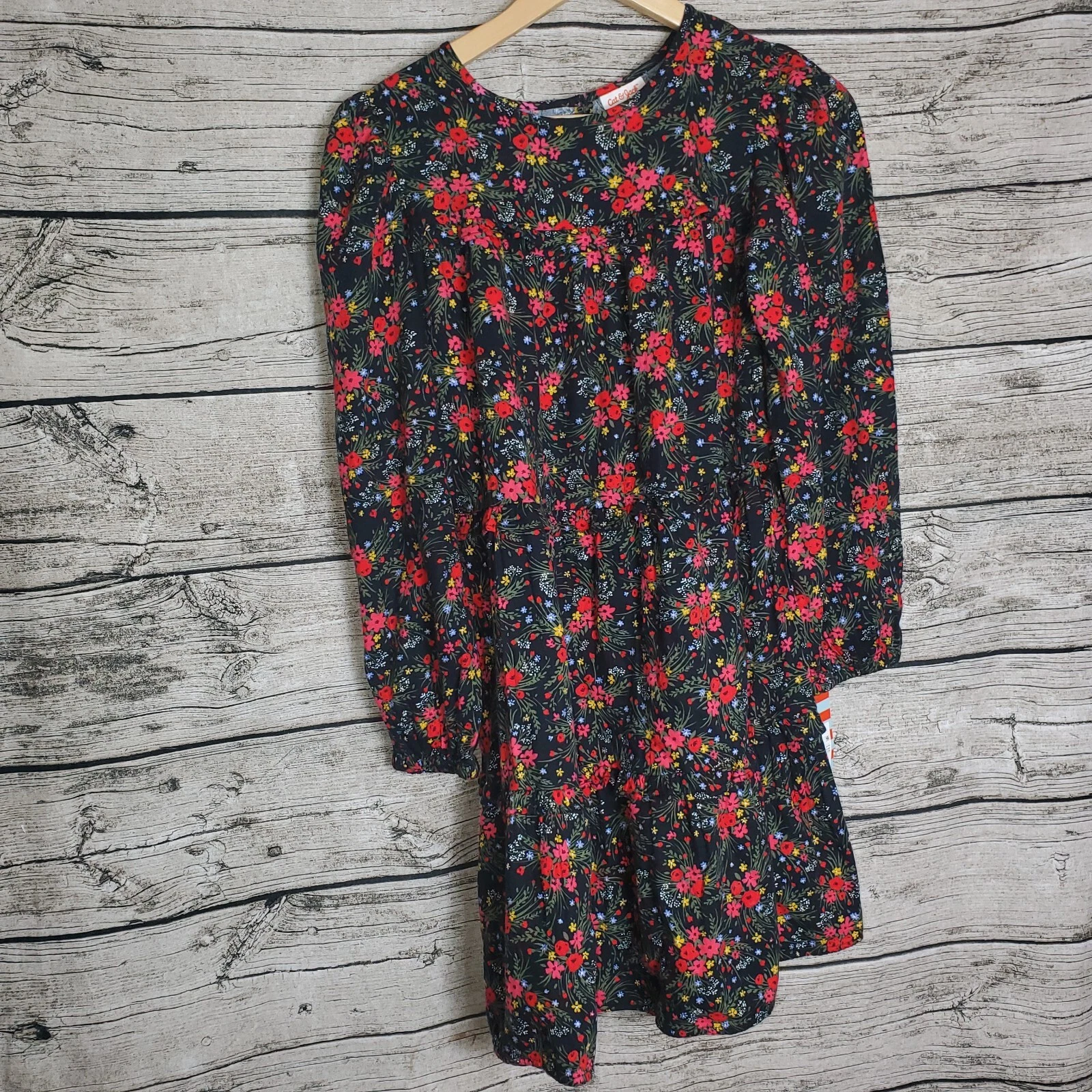 Cat and Jack Girls Long Sleeve 4 Tiered Woven Dress Spring - Floral XL NWT