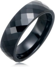 Black Ceramic Ring Flat Wedding Band Polished 6mm Size: P, S,U,W,Y in stock