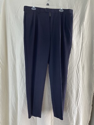 Men's Unbranded No Name Navy Blue Pleated Trouser Dress Pants 36 X 31