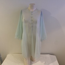 Vintage Sears Sheer CHIFFON Babydoll GOWN Peignoir LACE Ruffle BLUE Medium 36