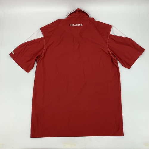 Nike Oklahoma Sooners Polo Shirt Men's Size L Red Short Sleeve Moisture Wicking - Picture 3 of 9