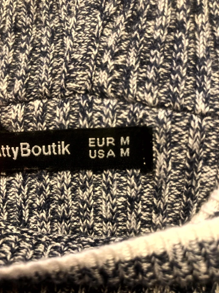 Suéter con Capucha PattyBoutik Mujer Azul Blanco Manga Larga Marleado Raglán Talla M Foto 4 de 4