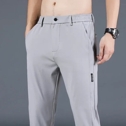 2025 Summer New Thin Ice Silk Stretch Men's Pants Casual Elastic Waist Smooth - Picture 8 of 12