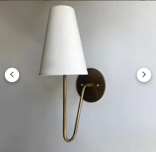 Wall Lamp Light Sconce Mid Century Handmade Off White Shade Raw brass  - Picture 1 of 2