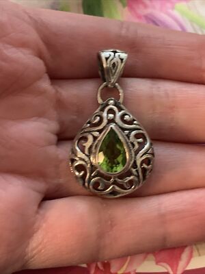 DESIGNER STS CHUCK CLEMENCY BOLD PERIDOT ANHÄNGER IN BIRNENFORM STERLINGSILBER 925