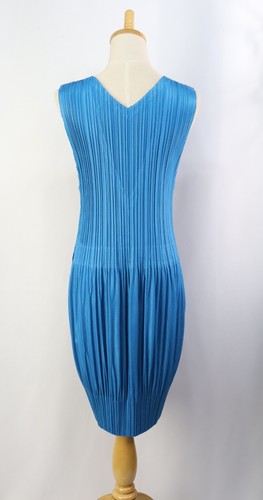PLEATS PLEASE Blue Sleeveless Dress ISSEY MIYAKE 246 0224 - Picture 6 of 6