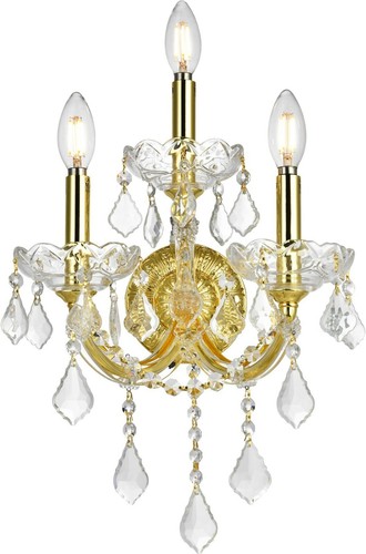 CRYSTAL WALL SCONCE GOLD MARIA THERESA DINING ROOM BATHROOM BEDROOM 3 LIGHT - Picture 2 of 6