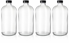 UPC 739312947849 product image for 4 Pack - 32oz Boston Round Clear Glass Growler Bottles- with Phenolic Poly Cone | upcitemdb.com