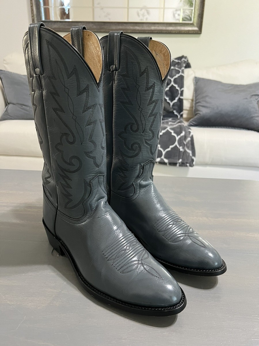 Dan Post Light Gray Blue Western Cowboy Boots Men s 9.5 EE EW