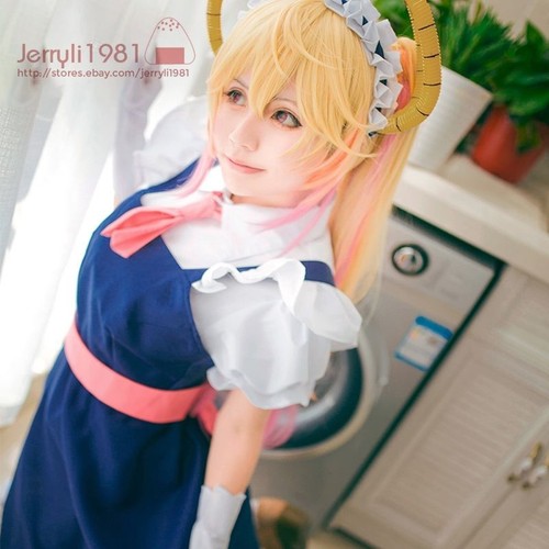 Anime Miss Kobayashi's Dragon Maid Loli Tohru French maid Dress Cosplay Outifit - Picture 3 of 12