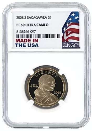 2008 S Sacagawea Dollar NGC PF69 Ultra Cameo Made In USA Holder