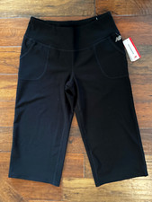 NWT New Balance Black Pull-On Wide-Leg Capri Leggings Pockets Women's Size M