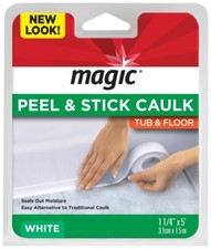 Magic 3015 Peel  Stick Caulk Tub  Floor WHITE 1-1/4" 5' tub Shower Water Seal