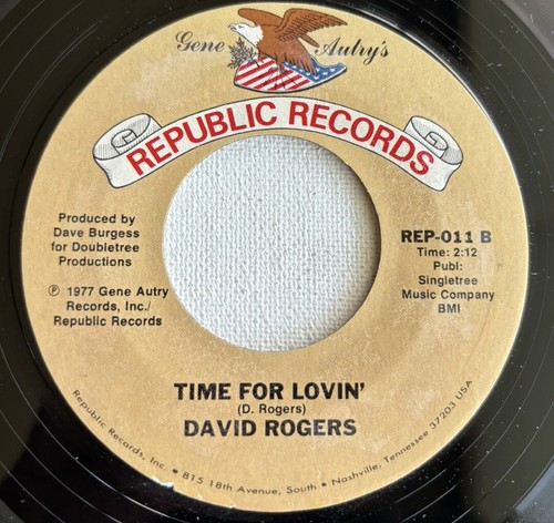 DAVID ROGERS, YOU AND ME ALONE, REPUBLIC RECORDS #011, COUNTRY, 45 RECORD, 1977 - Imagen 5 de 5