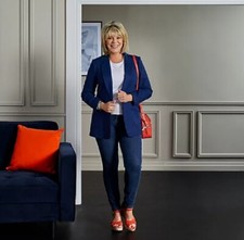 Ruth Langsford Summer Linen Mix Blazer Qvc Size 8 Colour Navy Blue Rrp £93  New.