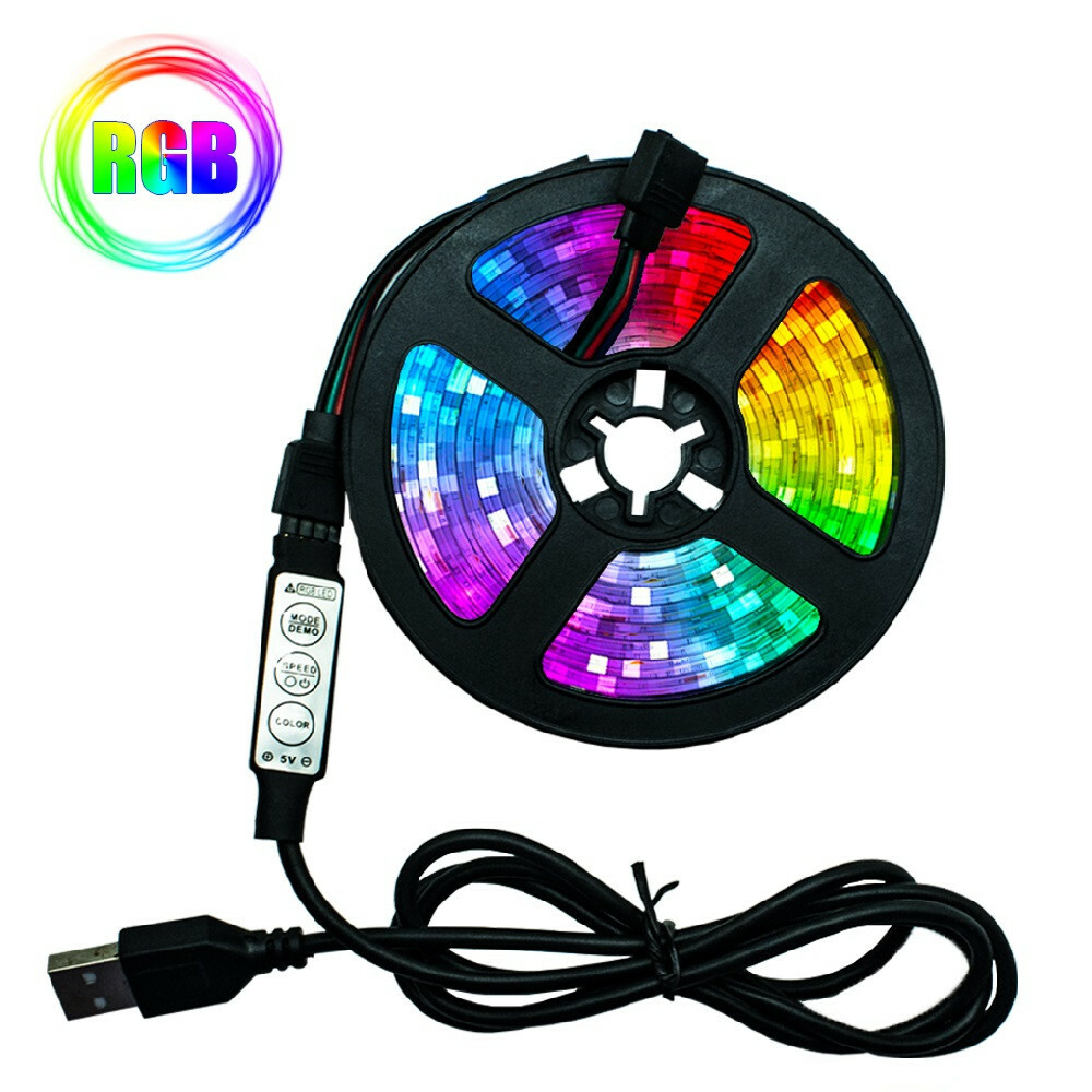LED Strip Lights SMD 2835 3Key Control USB Cable Flexible Lamp Tape Diode DC5V-image