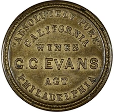 EP-14 , 1¢ G.G. Evans California Wines, 1862 Encased Postage, Extremely Fine