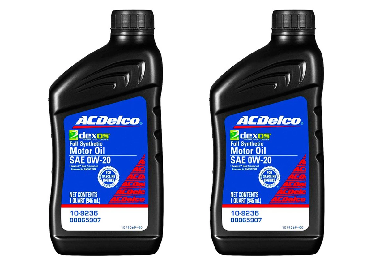 2 Pack AC Delco 10-9236 Fully Synthetic SAE 0W-20 Gen 2 Dexos1 Motor Engine  Oil