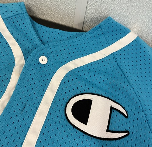 Champion Embroidered Baseball Teal JERSEY Size Medium - 第 3/7 張圖片